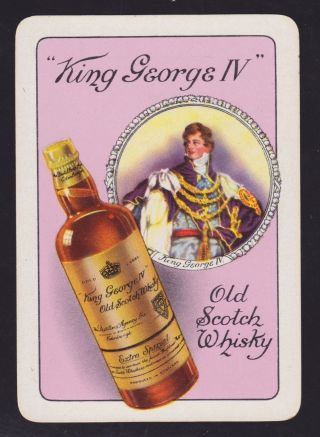 1 Single Vintage Playing/swap Card Old Wide King George Iv Old Scotch Whisky V1