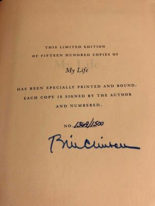 President Bill Clinton Signed Limited Edition Book - My Life - Great Autograph