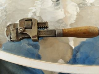 Vintage Walworth 7 " Monkey Pipe Wrench With A Wooden Handle