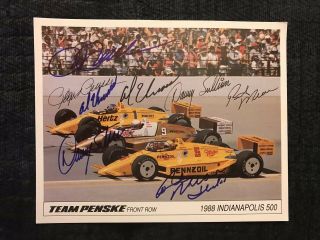 Rick Mears Al Unser Roger Penske Danny Sullivan Signed Indy 500 Picture 1988