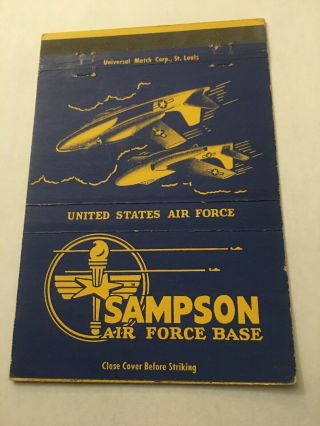 Vintage Matchbook Cover Matchcover Us Air Force Base Sampson