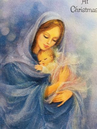 Vintage 60s Christmas Card Mary Holding Sweet Baby Jesus A Prayer For You