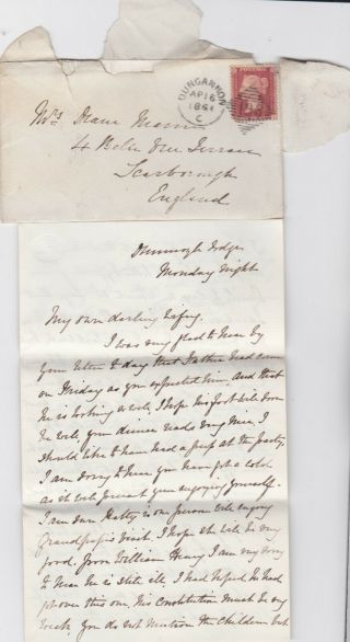 1861 Qv Dungannon Dunmoyle Lodge Letter With A 1d Penny Red Stamp 99p Start