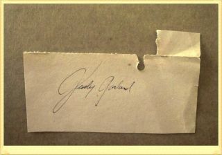 Judy Garland Signed Scrapbook Page Cut Autograph - Wizard Of Oz Rare