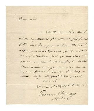 Thomas Pinckney South Carolina Revolutionary War Hero Autograph Letter -