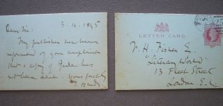 Autograph Note Signed By Thomas Hardy,  1895