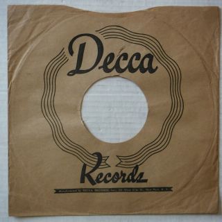 Decca Records – 78 Rpm 10 Inch Record Sleeve - No Record – Sleeve Only