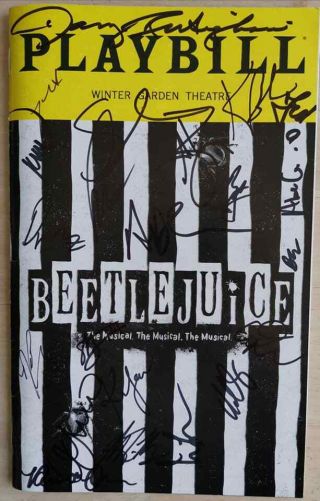 Beetlejuice Broadway Cast Signed Playbill Leukaemia Charity