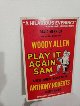1969 Broadway Show Poster Signed By Woody Allen " Play It Again Sam "