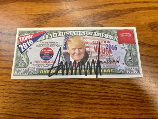 Donald Trump Hand Signed Campaign Ad One Million Dollar Bill Autograph W/