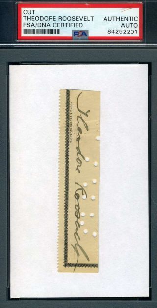 Theodore Roosevelt Psa Dna Hand Signed Check Cut Autograph