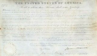 James Monroe President Autographed Land Grant September 1821 Alabama,  Engraving
