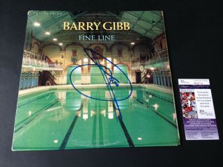 Barry Gibb Signed 12 " Single Record Album Fine Line W/ Jsa Auto
