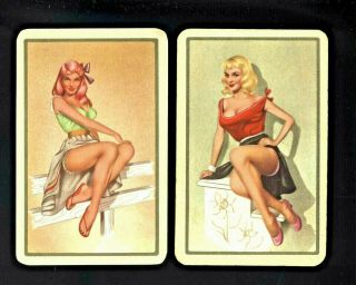 Two Listed Glamour Swap Playing Cards Seductive Women Models Posing For Camera