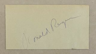 President Ronald Reagan Signed 2x4 Cut Autographed Auto Jsa Loa