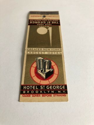 Vintage Matchbook Cover Hotel St George Brooklyn York