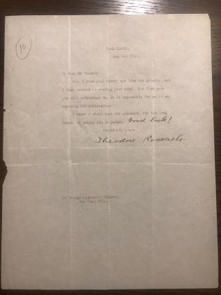 President Theodore Roosevelt 1910 Typed Letter Signed - From Norway - Nobel Prize