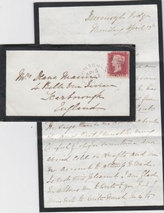 1862 Qv Omagh County Tryone Ireland Cover With A 1d Penny Red Stamp 99p Start
