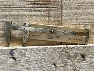 Vintage Stanley No.  136 Small 3 " Brass & Boxwood Caliper Rule Antique Tool