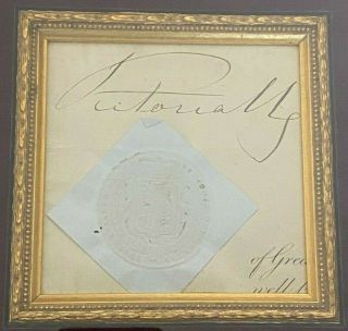 QUEEN VICTORIA & PRINCE ALBERT SIGNED AUTOGRAPHED CARD AND SEAL BUCKINGHAM 2