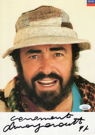 Luciano Pavarotti Hand Signed 8x11 Color Photo Best Pose Ever Rare Jsa