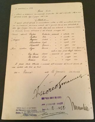 Benito Mussolini & King Victor Emanuel Iii Autograph Document