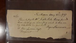 Declaration of Independence signer Roger Sherman signed document - JSA LOA 2