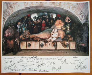 Jabba Cast Autograph Star Wars Signed Photo 16x20 Bauersfeld Cunningham Jedi