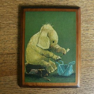 Suzy Spafford Vintage Wall Art Print on Wood | Turtle (1967) & Elephant 2