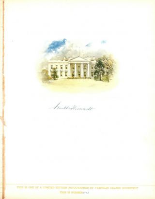 Franklin D.  Roosevelt Autographed Limited Edition Print Of The White House 1936