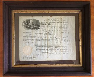 James Monroe Signed Land Grant 1817 Co - Signed By Josiah Meigs President Framed