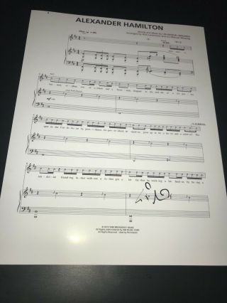 Lin Manuel Miranda Signed Autograph Sheet Music Alexander Hamilton Auto Ny D