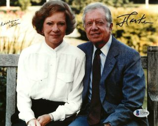 Jimmy & Rosalynn Carter Real Hand Signed Photo 2 Bas Full Loa Usa President