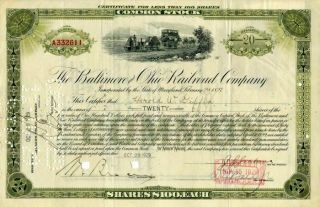 Baltimore & Ohio Stock Certificate Dated The Day Of The " Great Stock Market Cra