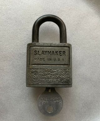 Vintage Slaymaker Cylinder Lock With Key Made In U.  S.  A.