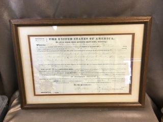 Antique 1845 Illinois United States Land Grant Signed By James K.  Polk No.  6814 2
