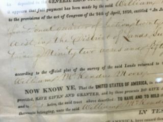 Antique 1845 Illinois United States Land Grant Signed By James K.  Polk No.  6814 3