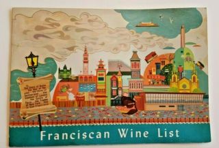 Franciscan Restaurant 1960 San Francisco Cityscape Artwork Wine List Menu