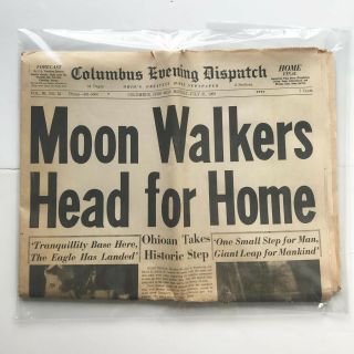 Columbus Evening Dispatch 1969 Man On The Moon Walker Head For Home Newspaper