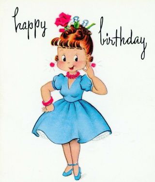 Vintage Norcross Susie Q Birthday Greeting Card As An Adult 3516