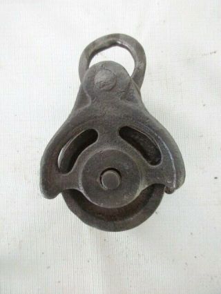 Small Vintage Double Pulley,  2 Inch Wheels