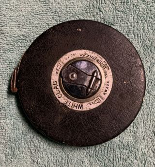 Vintage Lufkin Rule Co.  White Clad 100ft Steel Measuring Tape Hw226