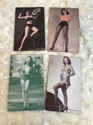 4 - Vintage Pin Up Girl Ink Blotter Card Illustrations Made In Usa
