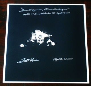 Fred Haise Apollo 13 Lmp Astronaut Autograph Signed 12 " X 12 " B&w Photo Nasa