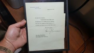 Harry S Truman 1947 Typed Letter Signed As President On White House Stationary