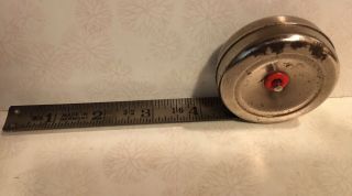 Vintage Round Metal Push Button 6 Foot Tape Measure,  Made In Germany
