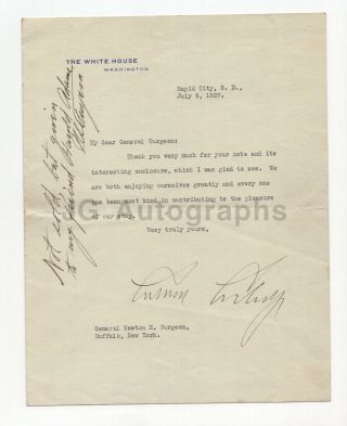 Calvin Coolidge - 30th U.  S.  President - Signed Letter (tls),  1927
