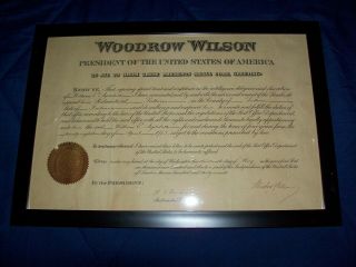 Auto Pen Signed Woodrow Wilson Postmaster Appointment For Sullivan Indiana 1917