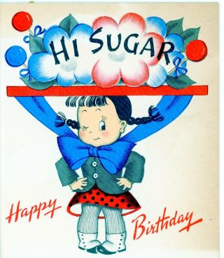 Vintage Norcross Susie Q Birthday Greeting Card Hi Sugar 3465