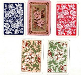 Miniatures : Flowers X 5 Vintage Swap/playing Cards